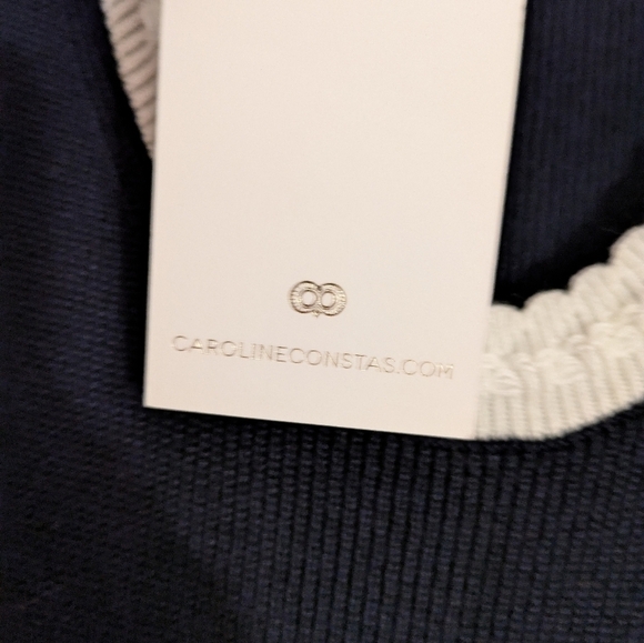 Caroline Constas L Navy And White Knit Sleeveless Dress NWT - Picture 8 of 10